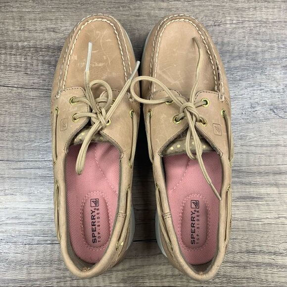 Sperry Top-Sider “Intrepid” Women's Leather~Dot Linen/Gold~Boat Shoes~Size 7.5 - Picture 9 of 11